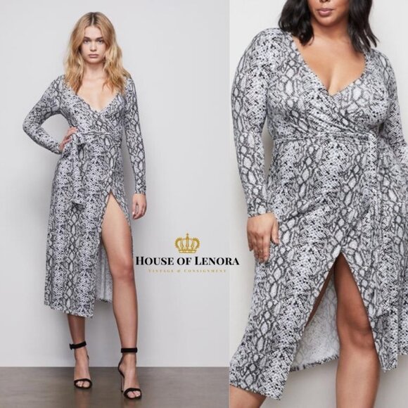 NWT GOOD AMERICAN Snake Print Wrap Dress C0191 & C0192 - Picture 12 of 15